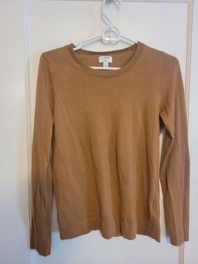J. Crew Camel/Tan Teddy Cotton Crewneck Sweater